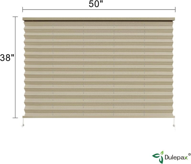 Dulepax RV Blinds, Pleated Shades, 50" W x 38" L Cappuccino, UV Protection, RV/Camper Window Shades - Image 2